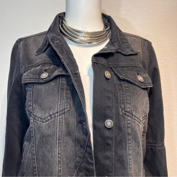 Free People “Rumors” Denim Jean Jacket, Fade Wash Black - Picture 6 of 11